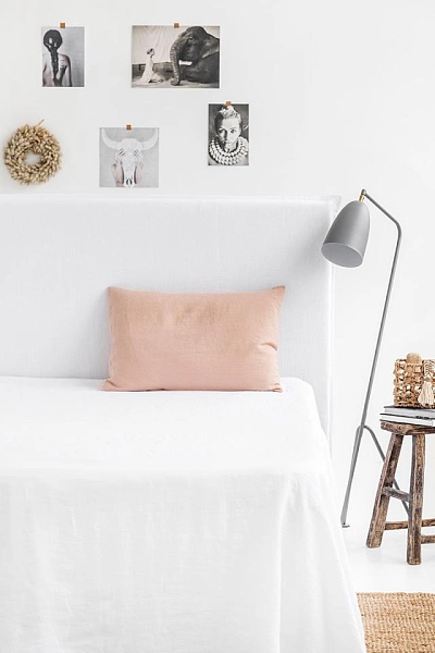 桃色亚麻枕套