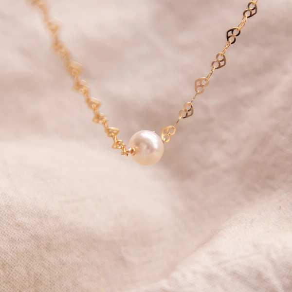 简约6mm小珍珠心心颈链