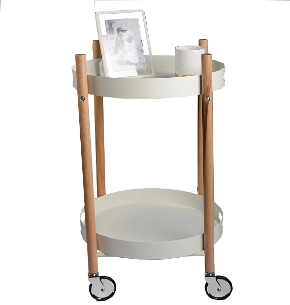 白色木质服务手推车