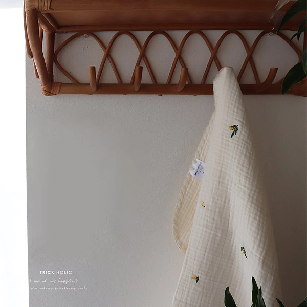 6层纱布刺绣毯子柠檬